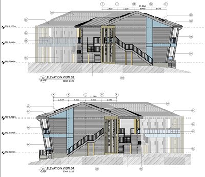 De -Story Prefab Hotel konsepsyon estriktirèl ak lis materyèl pou kliyan Brezil